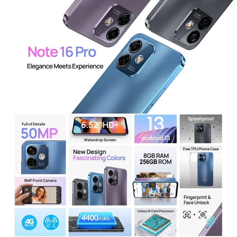 Ulefone Note 16 Pro – Sleek 4G Android 13 Phone with 8GB RAM & 256GB Storage for Everyday Power - Image 4