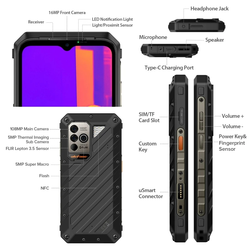 Ulefone Power Armor 19T – 5G Rugged Phone with Thermal Imaging, 12GB RAM + 256GB Storage - Image 2