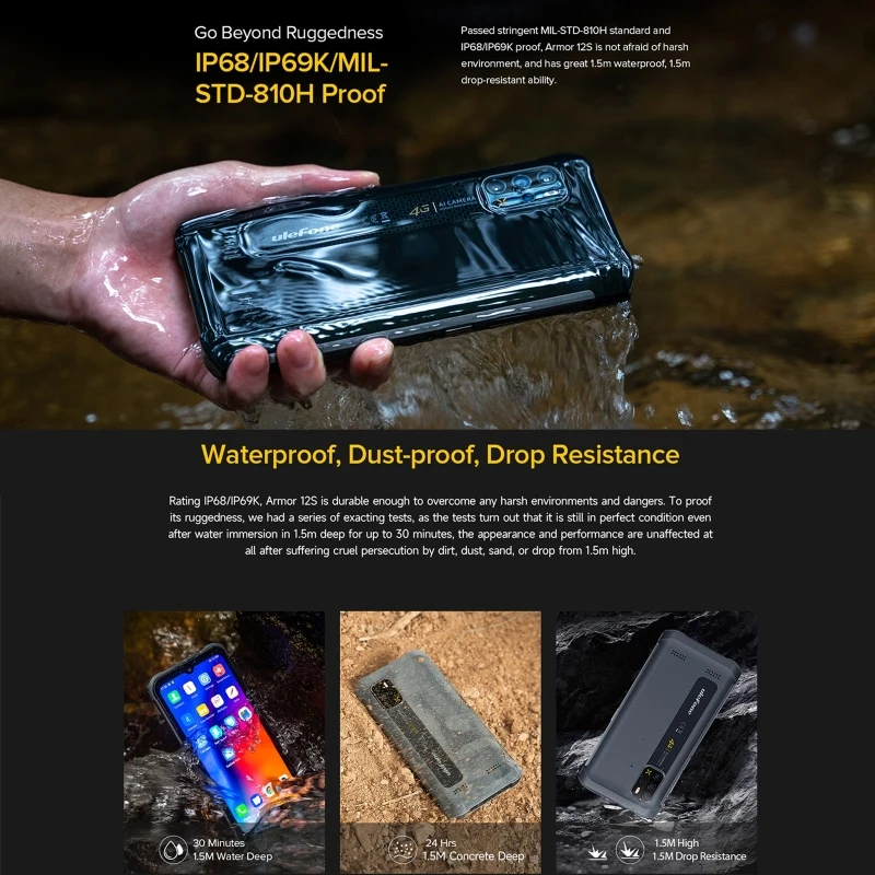 Ulefone Armor 12S – Rugged 4G Android 12 Smartphone with 8GB RAM + 128GB Storage, 6.52″ Display - Image 4