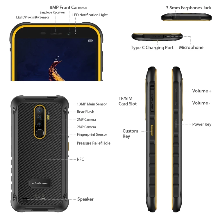 Ulefone Armor X8 – Waterproof 4G LTE Rugged Smartphone with Android 10, 4GB RAM + 64GB Storage - Image 3