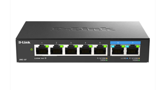D-Link DMS-107 7-Port Unmanaged Ethernet Switch – 2 x 2.5Gb Ports, 5 x Gigabit Ports, Plug & Play