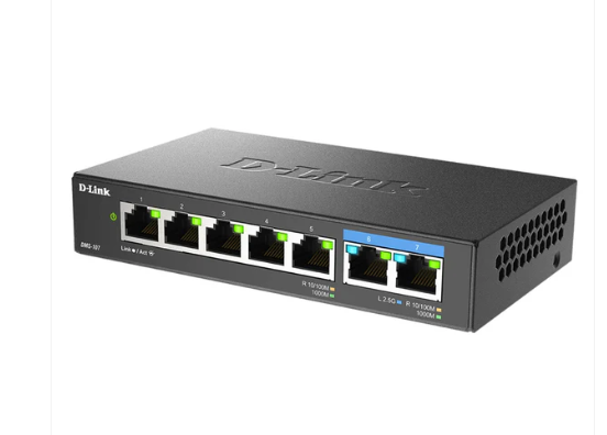 D-Link DMS-107 7-Port Unmanaged Ethernet Switch – 2 x 2.5Gb Ports, 5 x Gigabit Ports, Plug & Play - Image 2