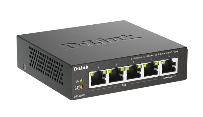 D-Link DGS-1005P 5-Port Gigabit PoE+ Switch – 4 PoE+ Ports, 60W Budget, Fanless Metal Desktop Design - Image 2