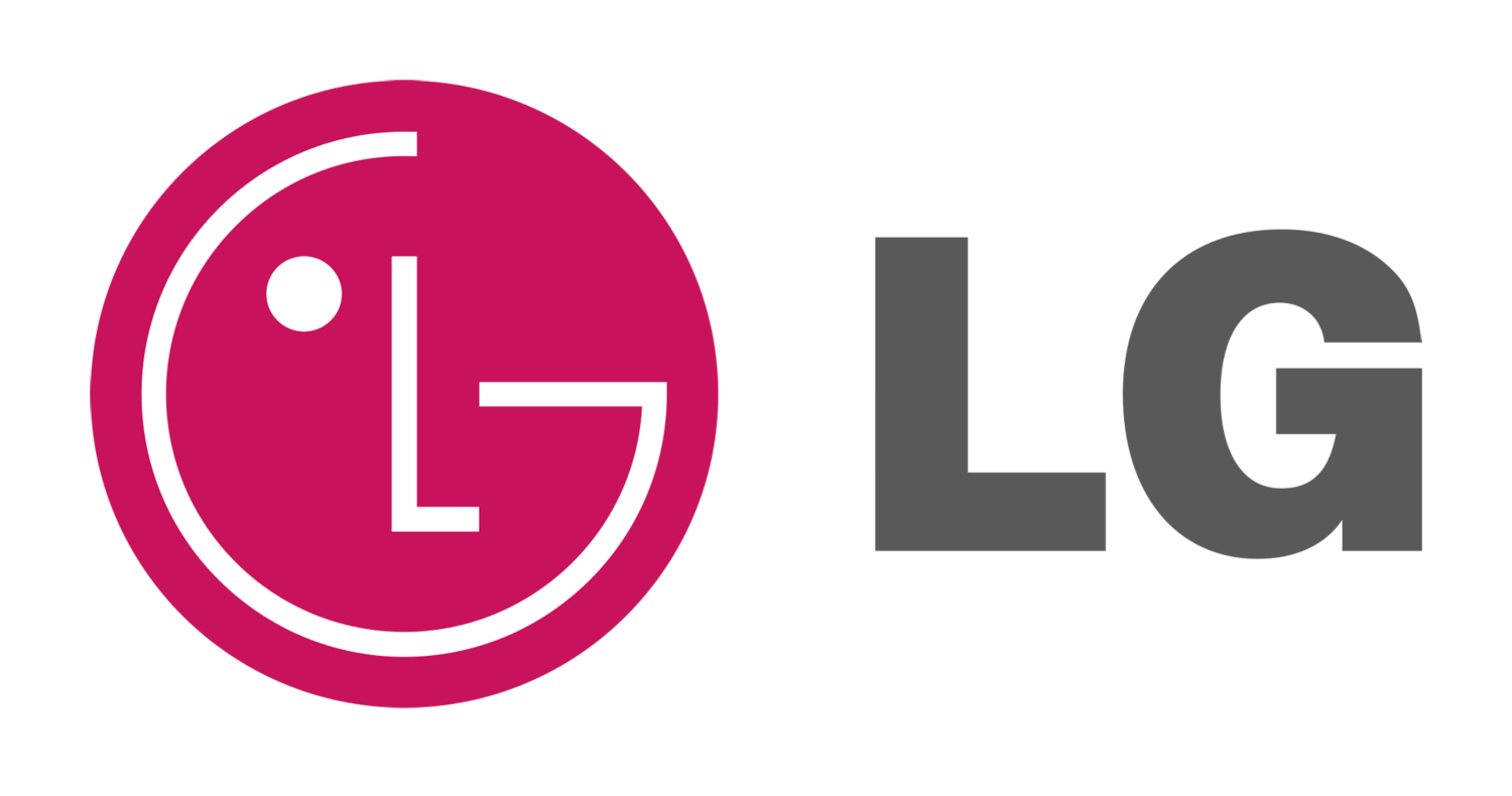 The LG logo showing a stylized red circle with the letters "L" and "G" forming a human-like face, next to the brand name "LG" in bold gray letters, representing the global electronics company.