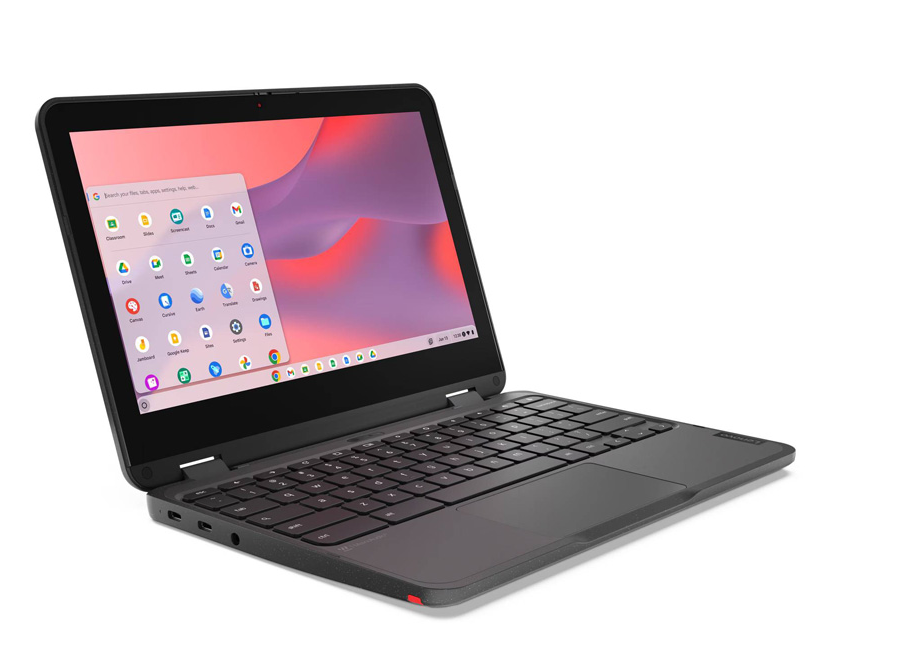 lENOVO 500e Chromebook Gen 4s - Intel - N-series - N100 - Quad-Core - 3.4GHz - 11.6Inch - Touch Screen - 1366 x 768 - LPDDR5 - 4GB RAM - 4800MHz - None HDD - 64GB SSD - Intel UHD Graphic - Power Adapter - 65Watt - 3-cell - Intel Wi-Fi 6E AX211 - Wi-Fi, Bluetooth - Keyboard,Touch-screen - Chrome OS - 1 Year warranty - Image 2