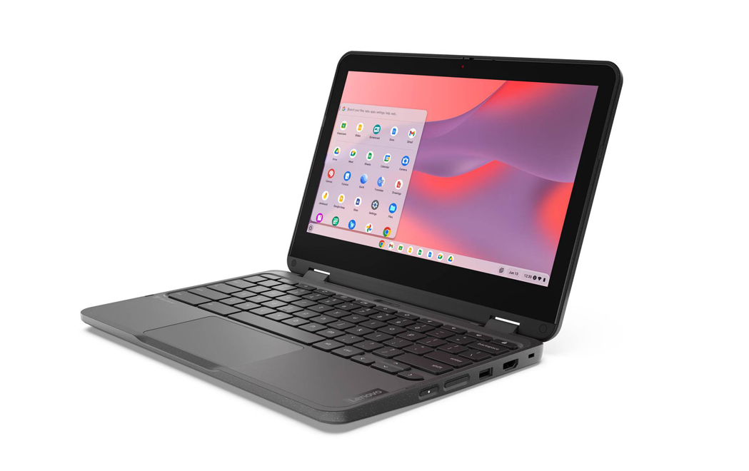 lENOVO 500e Chromebook Gen 4s - Intel - N-series - N100 - Quad-Core - 3.4GHz - 11.6Inch - Touch Screen - 1366 x 768 - LPDDR5 - 4GB RAM - 4800MHz - None HDD - 64GB SSD - Intel UHD Graphic - Power Adapter - 65Watt - 3-cell - Intel Wi-Fi 6E AX211 - Wi-Fi, Bluetooth - Keyboard,Touch-screen - Chrome OS - 1 Year warranty - Image 3