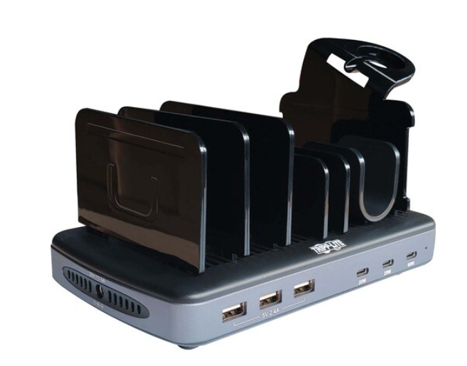 Eaton Tripp Lite 120W Multi-Device Charging Station – 6-Port USB-C & USB-A Charger with Storage