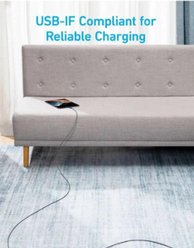 Anker 60W USB-C to USB-C Cable (10ft, Braided, Black) – Durable Fast Charging Cord - Image 5
