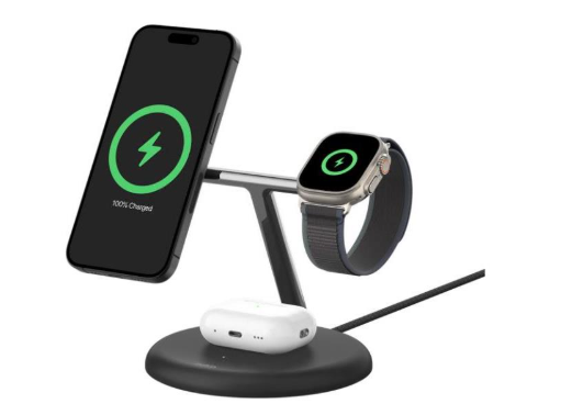Belkin Qi2 Wireless Charging Stand with Magnetic Alignment & 15W AC Power Adapter