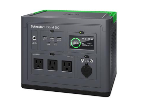 Schneider OffGrid Portable Power Station 500 – 516Wh Lithium-ion, 120V, Pure Sinewave, 3 NEMA Outlets